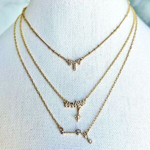 Nordstrom Aries Zodiac Astrology Gold Tone multi layer Necklace 18‎ inches NWOT